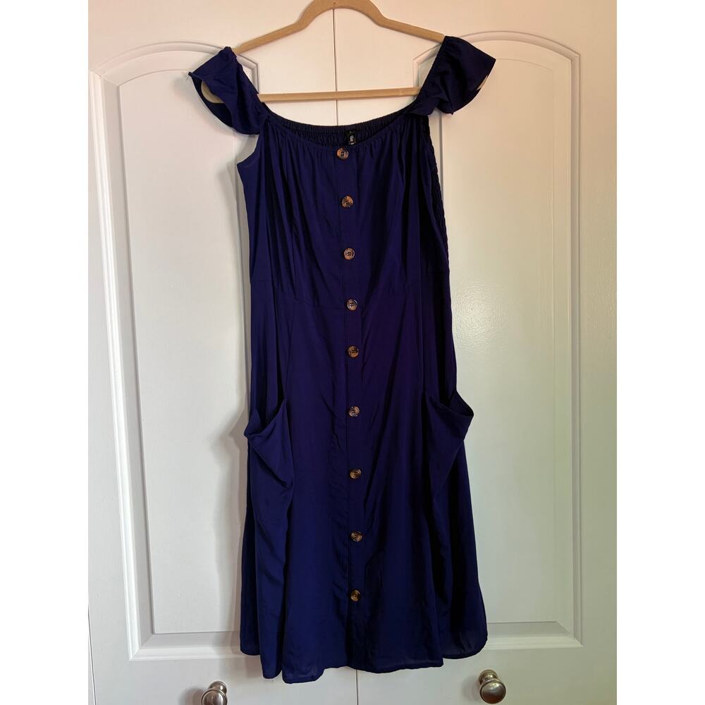 Alice & Elmer flutter sleeveless short dress button front w/ pockets good condit